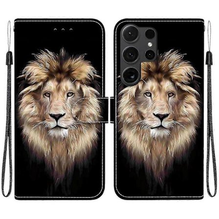 Til Samsung Galaxy S25 Ultra Deksel med Mønstertrykk, Fallsikker Lær Flip Lommebok Telefondeksel med Snor