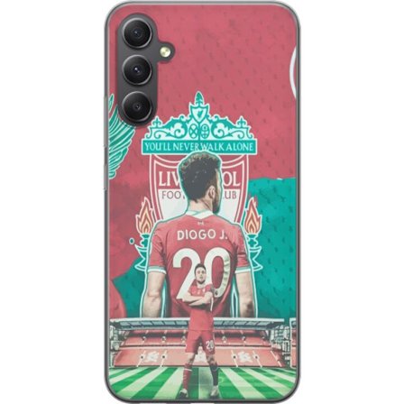 Kompatibelt Mobilskal till Samsung Samsung Galaxy S23 FE Liverpools fotbollsspelare Diogo J med nummer 20 framför klubbemblem You'll Never Walk Alone