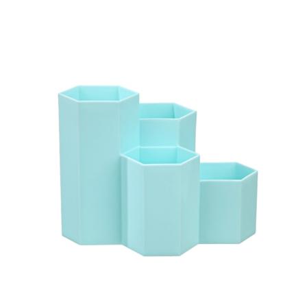 Grønn-1pc stasjonær pennholder, sekskantet pennholder, plast P