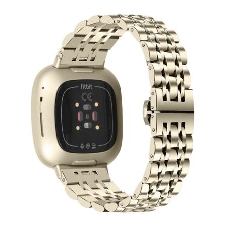 Fitbit Sense / Versa 7 klockarmband i rostfritt stål med pärlor - Champagne Guld Guld