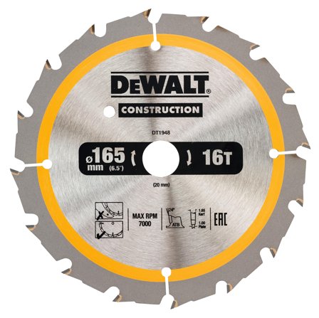 Dewalt DT1948-QZ Sågklinga 165 x 20 mm, 16T, Såga