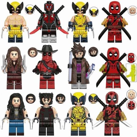 12 stk Samleobjekter Superhelt Deadpool Minifigurer Wolverine Gambit Actionfigurer Byggeklodser Legetøj