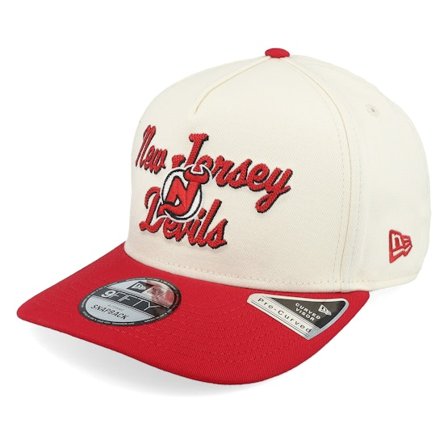 New Era - NHL Béžová adjustable Kšiltovka - New Jersey Devils 9FIFTY Chainstitch Chrome White/Red A-Frame Adjustable @ Hatstore