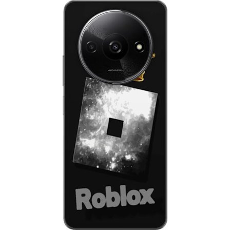 Kompatibel Mobilcover til Xiaomi Xiaomi Redmi A3 Minimalistisk sort og sølvfarvet Roblox-symbol med gylden krone og luksuriøs gamer-æstetik på mø