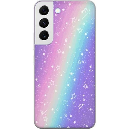 Kompatibelt Mobildeksel til Samsung Galaxy S22+ 5G Rainbow-farget pastellbakgrunn med hvite stjerner og gnistrende prikker i myk overgang