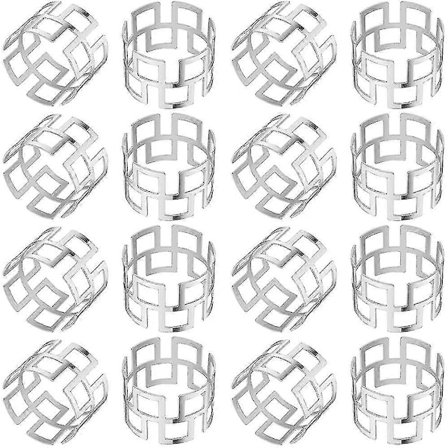 Servietringe, sæt med 20 bladservietringe i metal sølv serviettholdere bordsservietter