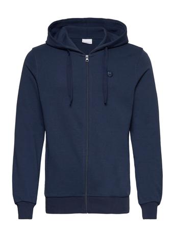 Elm Zip Hood Basic Badge Sweat - Go Hoodie Trøje Navy Knowledge Cotton Apparel