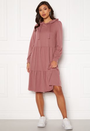 JDY Dale L/S Hood Sweat Dress Nostalgia Rose Klær