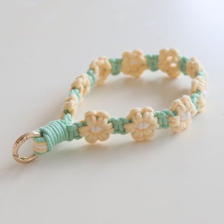 RY/2025 Mote Hengende Kjede Ring Kode Mobiltelefon Håndleddsstropp Klips Universal Tusenfryd Blomst Vevd Tau Mobiltelefon Snor