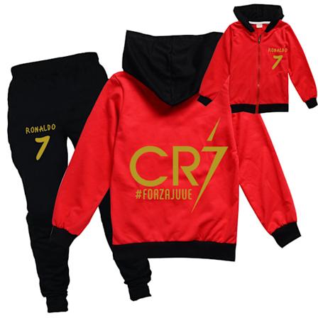 Cristiano Ronaldo Cr7 Cosplay Kostumer Børn Fodbold Idol Lynlås Hoodies Bukser Piger Børn Høj Kvalitet Bomuld Tøj Sæt Black 100