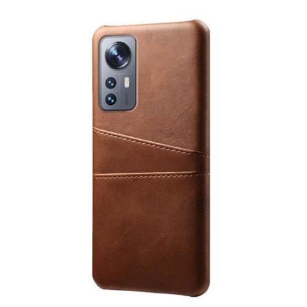 Korthållare Läder Skal Xiaomi 12 Pro - Brun