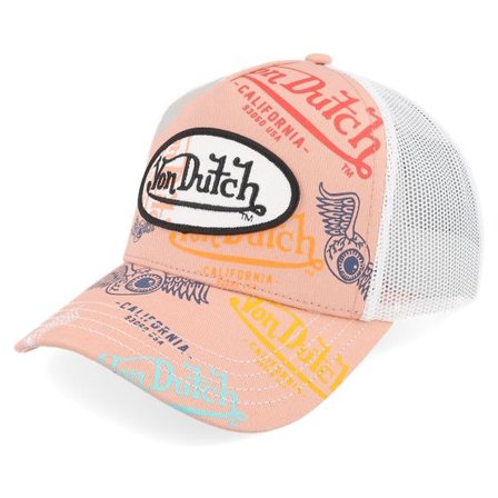 Von Dutch - Rosa trucker Keps - Grafitti White/Pink A-Frame Trucker @ Hatstore