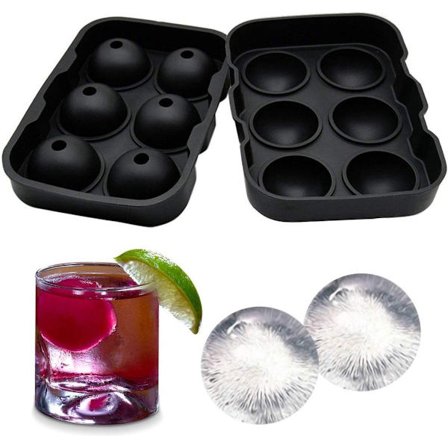x Isbollsform - Silikonform med lock - Lätt att fylla, använda och rengöra - 6 runda isbitar - Tål diskmaskin - Används för Gin, Whisky & Cocktails - 