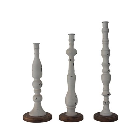 Lysestagesæt, metal og træ, 3 dele, 45 cm