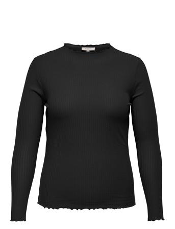 Carally Ls High Neck Top Jrs Tops T-shirts & Tops Long-sleeved Black ONLY Carmakoma