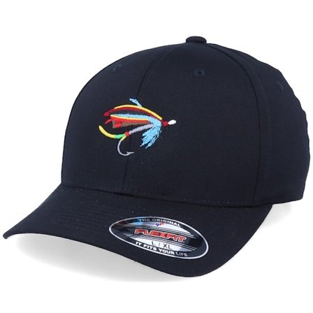 Skillfish - Musta flexfit Lippis - Silver Doctor Fishing Fly Black @ Hatstore