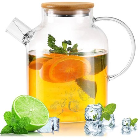 Glass Tekanne 1.8L Lokk med Filter Kald- og Varmebestandig, Eksplosjonssikkert Borosilikatglass Egnet for Te