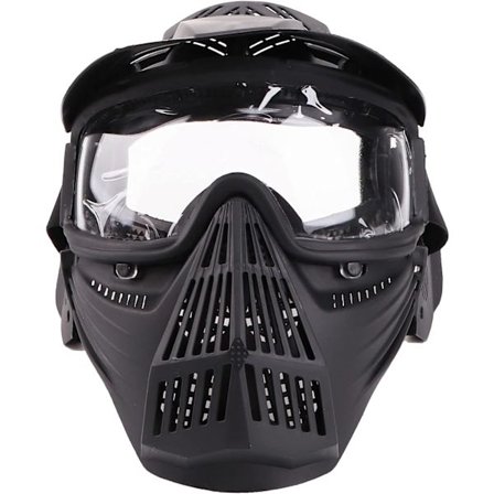 Airsoft Mask Full Face Masks Tactical Protection Gear with Glasses(Black,ClearLens)