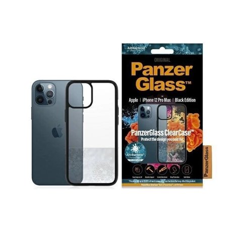 PanzerGlass ClearCase antibakteriellt fodral till iPhone 12 Pro Max - transparent och svart