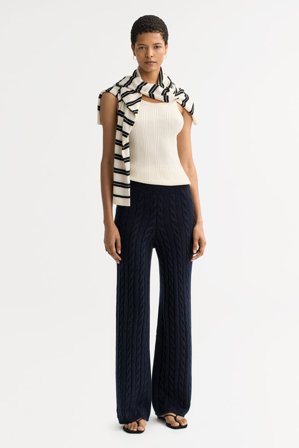 Soft Goat - Cable knit pants - Kaschmirhose für Damen - M - Navy