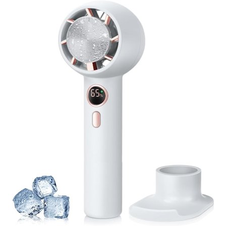 Icybreeze Bærbar AC Ventilator Med Isafkøling 5000mAh, 2 i 1 Håndventilator, Mini Lommebordventilator USB Genopladelig til Hjemmekontor Rejse Ud