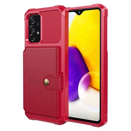 Samsung Galaxy A13 4g - Stilrent Praktiskt Skal Med Kortfack Röd