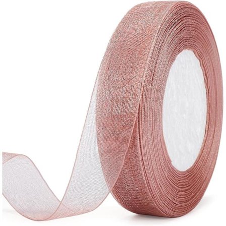 20mm roségull organza-bånd, 45m roségull gjennomsiktig bånd, tynn R