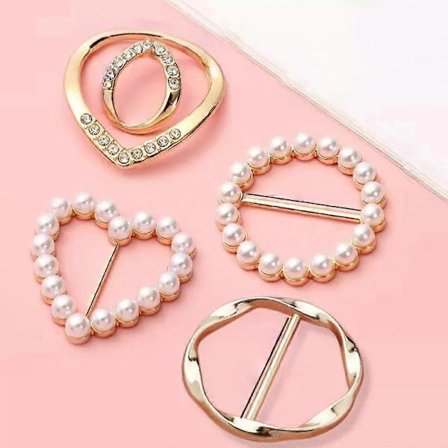 (Kombinasjon 1) 4 stk. Skjerfringklips T-skjorte Klips Kleshjørne Knuteknapp for Kvinner