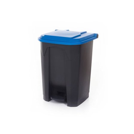 Pedal bin with coloured lid, 50 L, dark grey, blue lid