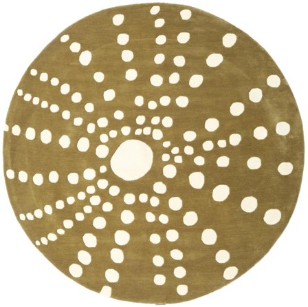 Kids Rug Wool Dotted Sjöborre Handtufted Olive Green Round Oeko-Tex