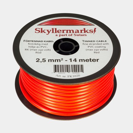 Vertinde koperen kabel Skyllermarks RK, rond, enkeladerig, 2.5 mm², 14 meter, rood