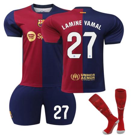 24-25 Lamine Yamal 27 Barcelona Hemma Fotbollströjor För Barn & Vuxna - Tröjor S Adult M(170-175cm) Adult M(170-175cm)