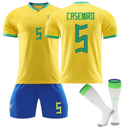 22 Brasilien tröja hemma NR. 5 Casemiro tröja set #L