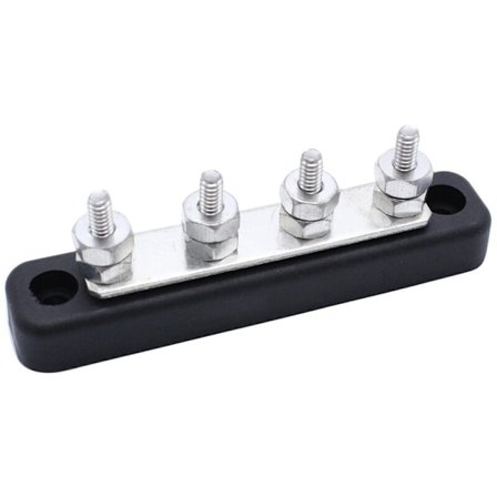 12/24V Terminaler Strømblok Fordeling Busbar Kapacitet 100Amp Samleskinne Terminal 4 Vejs til 4X5Mm Stud Automotive