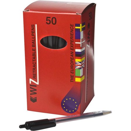 Kulpenna, Wiz, transparent skaft, svart bläck - Lyreco - Kontorsmaterial - Pennor - Kulpennor