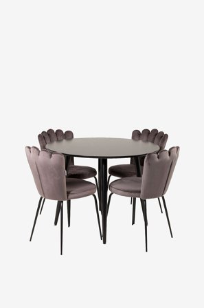 Venture Home - Spisebordssett Plaza med 4 stoler Limhamn - Svart - Spisegruppe 4 personer - Fra Homeroom