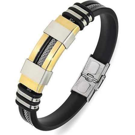 Miesten säädettävä ranneke Silikonikääre Ranneke Ruostumattomasta Teräksestä Ranneke