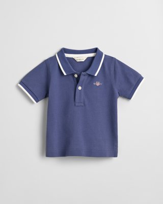 GANT - Baby piqué rugger med kontrastdetaljer dusty navy