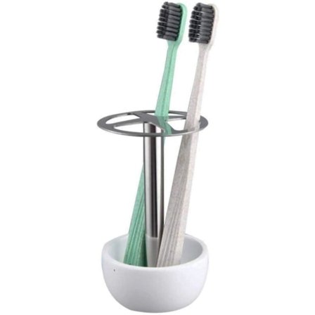 Tannbørsteholder Stativ, Multifunksjonell Tannbørsteholder For Baderom Vanity Benkeplate, Rustfritt Stål Delte, Stilig Design, Hvit