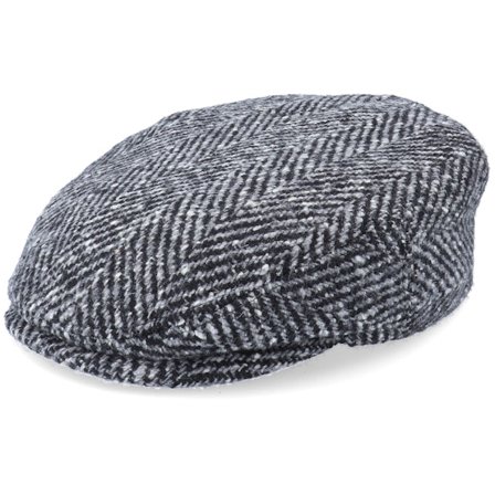 Stetson - Grey flatcap Czapka Z Daszkiem - Kent Herringbone Black/Grey Flat Cap @ Hatstore
