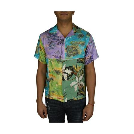 Amiri, Patchwork shirt Blauw, Heren, Maat:M