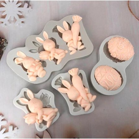 4 Påskeæg Silikoneform Bageform Påskeæg Chokolade Kanin Kanin Kage Bageform Påskepynt