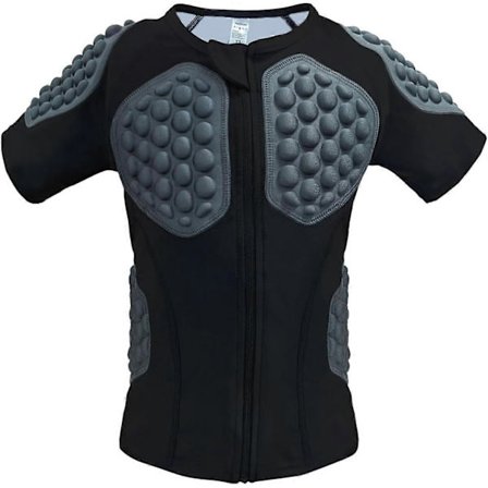 AURA Jalkapallon Kylkiluusuoja, Nuorten Baseball Rintakehän Suojapaita Lasten Pehmustettu Kompressiopaita, (Musta, YL)
