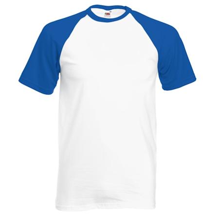 Fruit Of The Loom Herre T-skjorte Baseball Korte Ermer 3XL Hvit/ White/Royal Blue 3XL White/Royal Blue