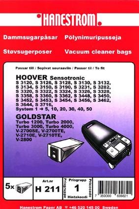 HANESTRÖM Dammsugarpåsar HOOVER SENSOTRONIC 5P