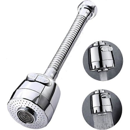 360 Graders Vandhane Belufter Drejelig Køkken Vandhane Hoved 2 Tilstande Justerbart Brusehoved Filter Sprøjte (Lang)