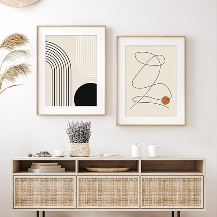 20cm x 25cm, Två paneler, Affisch väggdekor, Set med abstrakta linjer P