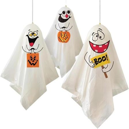 5 sarjaa (3 pientä aavetta sarjassa) Ovijuhlan koriste Aaveen riipus Kummitteleva koriste Pelottavat kummitukset Halloween-koriste Ripustettavat 