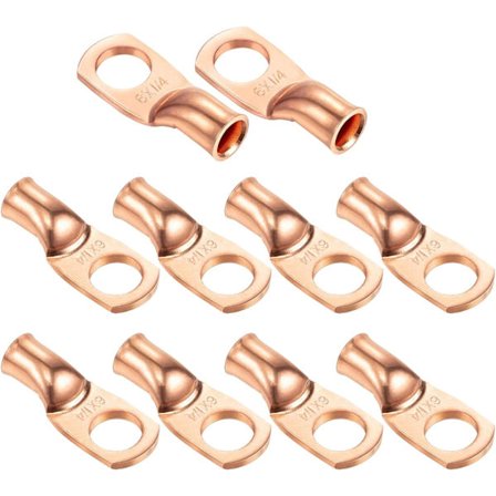 10 kpl 1/4" raskaan sarjan kuparilangat, UL-silmukat rengasliitin puristettavat kupariliittimet akkukaapelin päihin ja muuhun