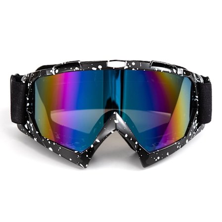 Svartvita prickiga motorcykelglasögon, terrängcykelglasögon, terrängmotorcykelglasögon, vindtäta skidglasögon, färgade linser